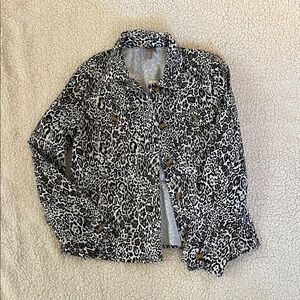 Chico's Black and White Animal Print Jean Jacket